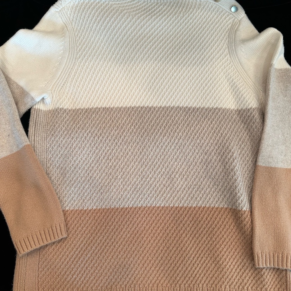 Talbots Colorblock Sweater in Cream, Tan, and Brown